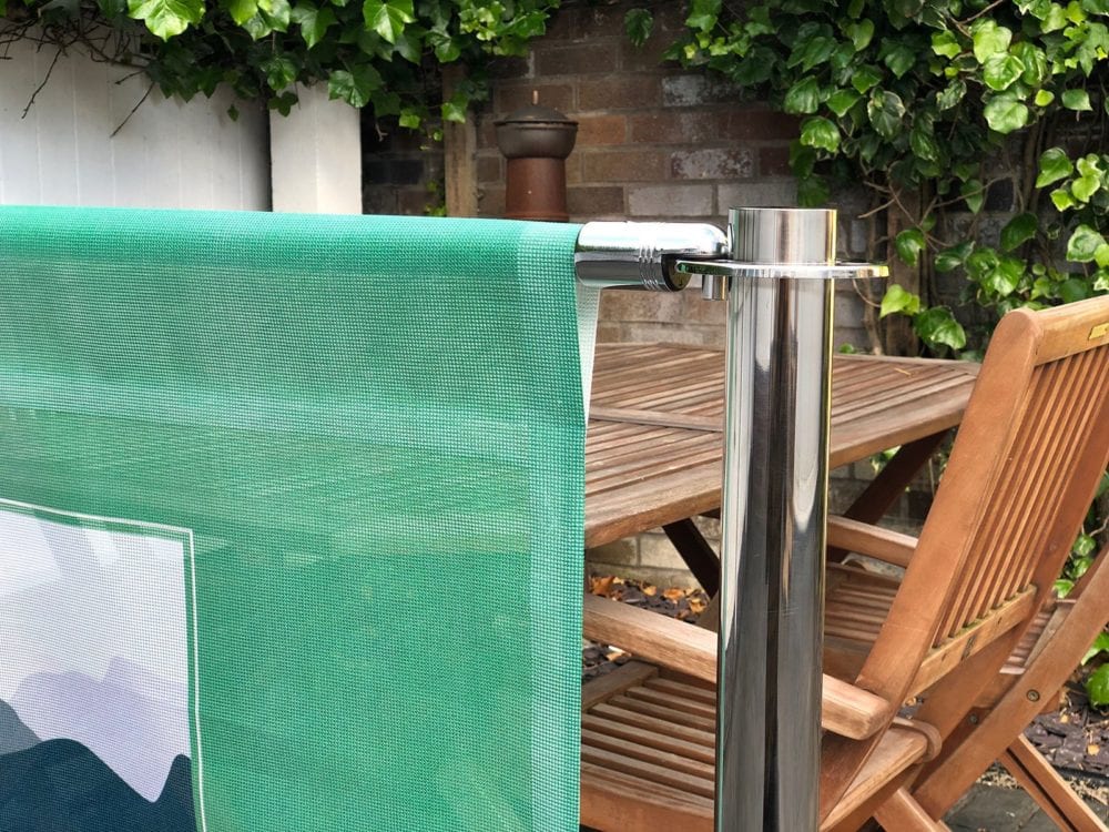 Mesh Cafe Banner for cafe barrier system in full colour